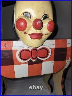 Vintage Creepy Pouncing Clown Small Hand Painted Table Halloween Treats Decor