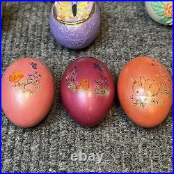 Vintage Easter Eggs Hand Painted 1960s 70s Ceramic 3D Multicolor 16 Eggs Lot
