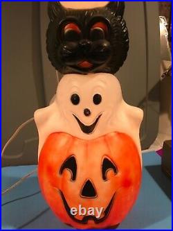 Vintage Empire Halloween Totem Pole Pumpkin Ghost Skull Cat Blow Mold