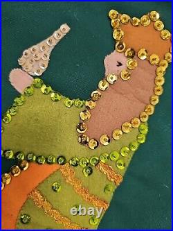 Vintage Fructuoso Christmas Tree Skirt Nativity Sequins Beads Felt Appliques 56