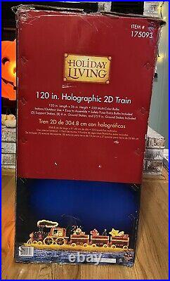 Vintage HOLIDAY LIVING Holographic Light Up SANTA Train 120 Inch Twinkles