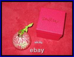 Vintage Lilly Pulitzer Christmas Glass Ornament 2014 Capri Pink I'm Game Zebras