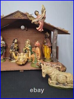 Vintage Manor House Hand Painted 14 Piece Nativity Set Made in Japan