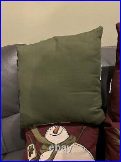 Vintage Set of 4 Christmas Holiday 15x15 Cushion Throw Pillow Snowman Scarf JOY