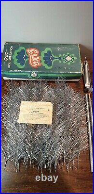 Vintage Silver Tinsel Wood Framed Christmas Tree Antique 122cm Boxed