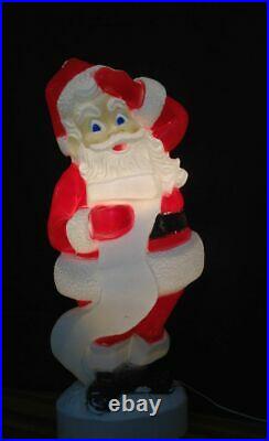 Vintage Style Waving Santa Claus Blow Mold Plastic Light Up Christmas Yard Decor