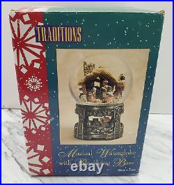 Vintage Traditions Musical Christmas Waterglobe with Revolving Base Jesus Born