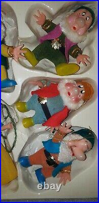 Vintage Winfield Snow White And The Seven Dwarfs Hanging Christmas Decorations