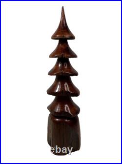 Vintage carved wood tree sculpture Hand Crafted 15.75 Inches Tall
