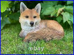 Vivid Arts Large Real Life Resting Fox Resin Home or Garden Decor XRL-RFOX-A