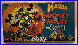 Vtg Mazda Disney Mickey Mouse Christmas Tree Lights Original Box & 12 BELLS