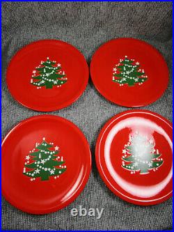 WAECHTERSBACH Set of Four DINNER PLATES 10 Red Christmas Tree ceramic Xmas