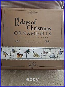WILLIAMS SONOMA 12 DAYS OF CHRISTMAS ORNAMENTS WithBOX 2008 Rare 1 Damaged