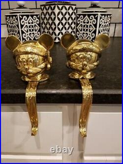 Walt Disney Mickey and Minnie Mouse SBrass Christmas Stocking Mantle Hangers