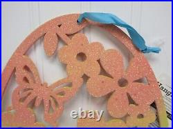 Way To Celebrate Easter Pink & Yellow Glittered Eggs Ornament Decoration 10.5in