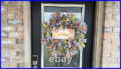 Welcome Vintage Style Spring Summer Bee Deco Mesh Wreath Farmhouse Cottage Decor