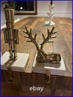 West Elm Brass Marble Stocking Holders Sputnik Nutcracker Reindeer Tree