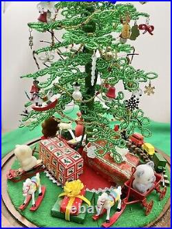 Westrim Glass BEAUTIFUL Beaded Christmas Tree, Ornaments, Presents, & Glass Dome
