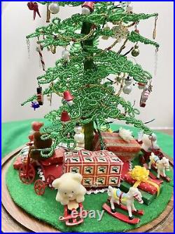 Westrim Glass BEAUTIFUL Beaded Christmas Tree, Ornaments, Presents, & Glass Dome