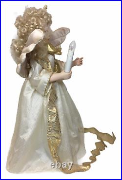 White Angel Animated Motionette Holiday Figure & Lighted Candle Pearl Crown 24