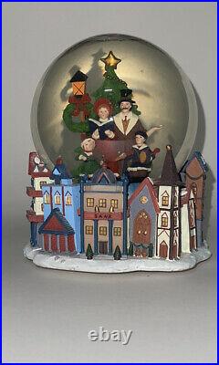 White Christmas Musical Snow Globe Poly Dickens Carolers Family Kurt S Adler