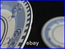 Williams Sonoma 6 Luncheon Plates Blue Rooster & Checks 8 7/8 Hard to find