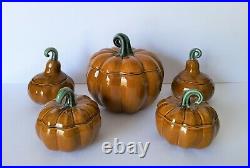 Williams Sonoma Pumpkin & Gourd Large Soup Serving Tureen with4 Bowls Set NEW