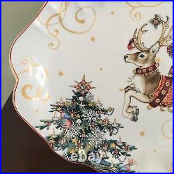 Williams Sonoma Twas the Night Before Christmas Scalloped Oval Reindeer Platter