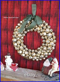 Williams-sonoma Gold Bell Wreath -nib- Jingle All The Way To Vintage Charm