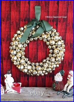 Williams-sonoma Gold Bell Wreath -nib- Jingle All The Way To Vintage Charm
