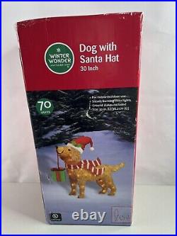 Winter Wonder Lane Dog with Santa Hat Goldendoodle Outdoor Yard Decor 30 LED