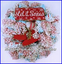 Winter Wreath, Ice Skate Wreath, Let It Snow Wreath, Winter Decor, Door Decor