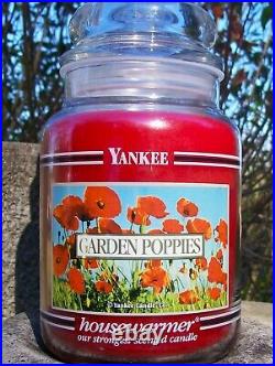 Yankee Candle Retired Black Band GARDEN POPPIES Large 22 oz. WHITE LABELRARE