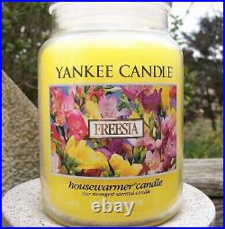 Yankee Candle Retired FREESIA Deerfield Large 22 oz. WHITE LABEL RARE NEW