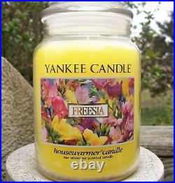 Yankee Candle Retired FREESIA Deerfield Large 22 oz. WHITE LABEL RARE NEW