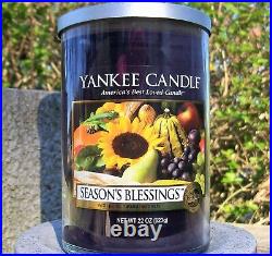 Yankee Candle SEASON'S BLESSINGS 2-Wick Large 22 oz. WHITE LABEL RARE NEW