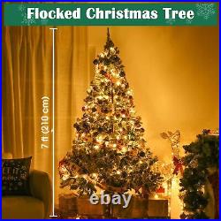 Yescom 7.5 Ft Artificial Christmas Tree Home Holiday Decoration Flocked Snow