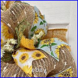 You Are My Sunshine Sunflower Wreath Handmade Deco Mesh